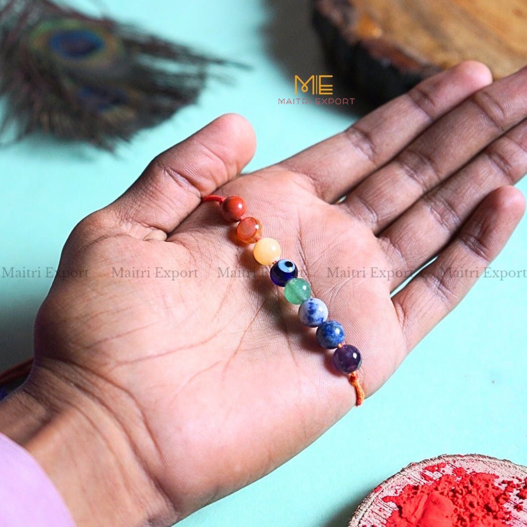 7 chakra rakhis-With evil eye-Maitri Export | Crystals Store