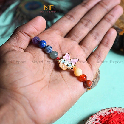 7 chakra stones with kids cartoon charms rakhi.-Minnie Mouse-Maitri Export | Crystals Store