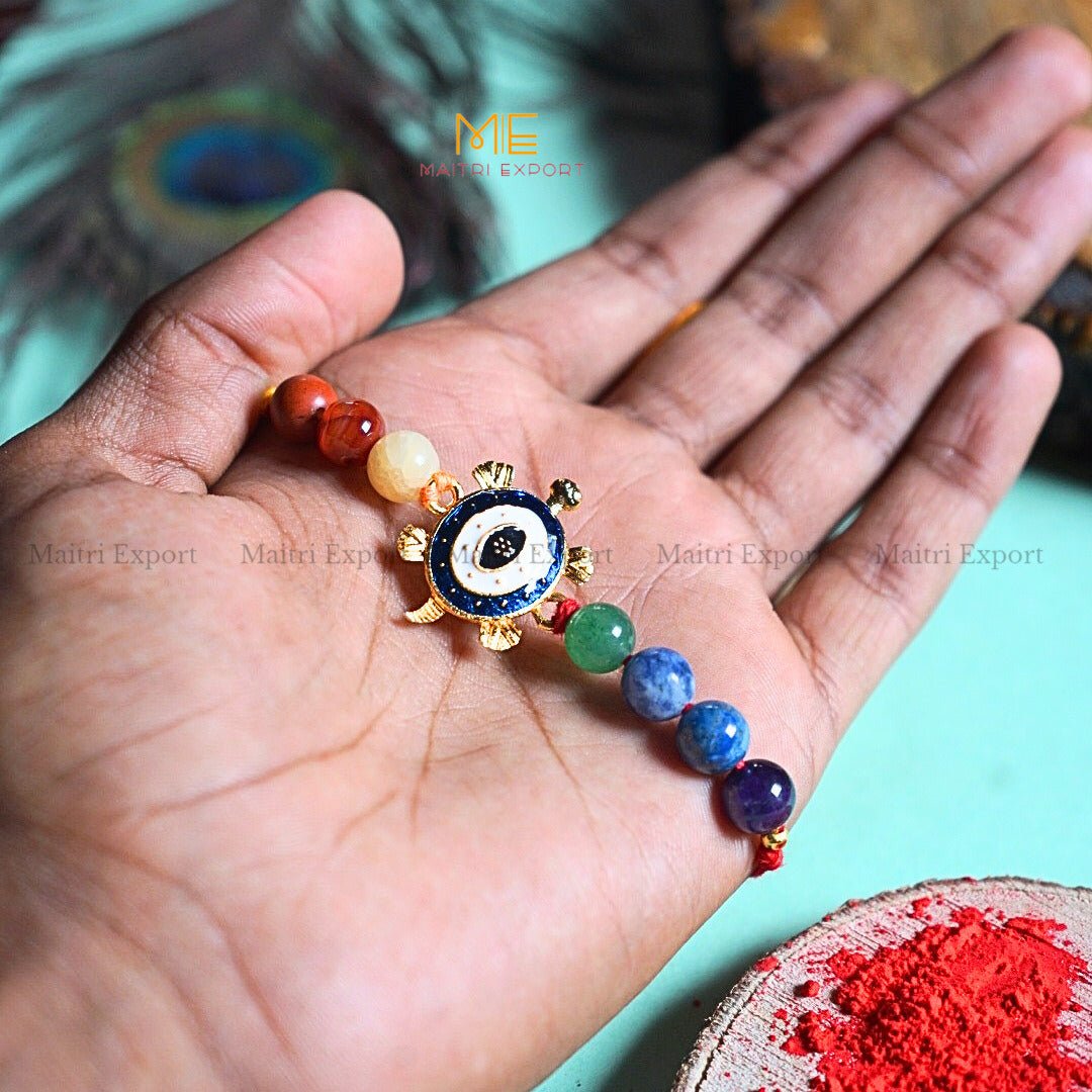 7 chakra stones with kids cartoon charms rakhi.-Tortoise Evil Eye-Maitri Export | Crystals Store