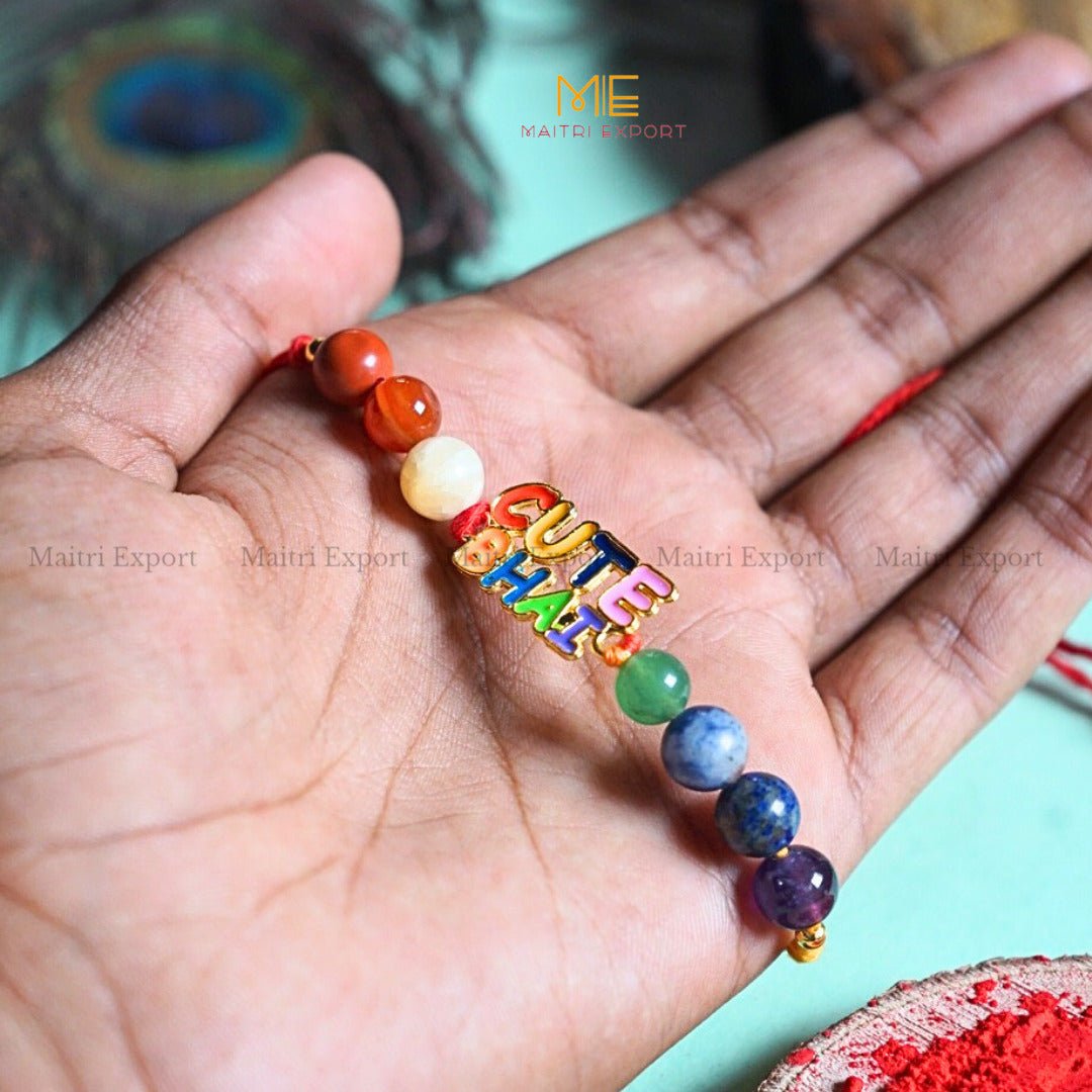 7 chakra stones with kids cartoon charms rakhi.-Cute Bhai-Maitri Export | Crystals Store