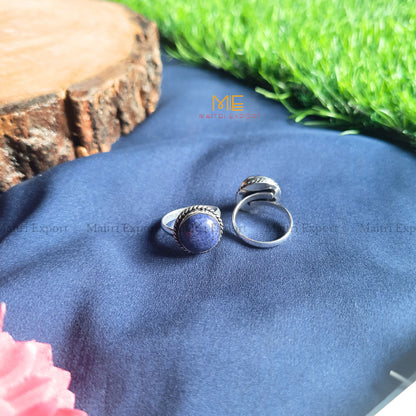 Round Gemstone crystal Adjustable rings-Lapis Lazuli-Maitri Export | Crystals Store