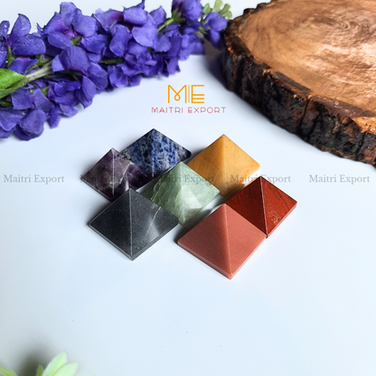 7 chakra pyramid set ( Size: 1 inch )-Maitri Export | Crystals Store