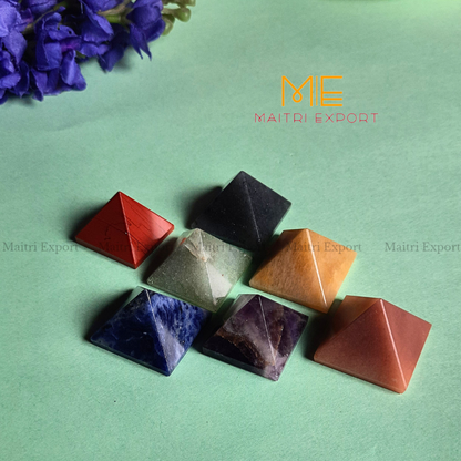 7 chakra pyramid set ( Size: 1 inch )-Maitri Export | Crystals Store