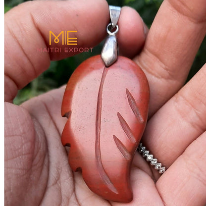 Natural crystal stone leaf shaped pendant-Red Jasper-Maitri Export | Crystals Store