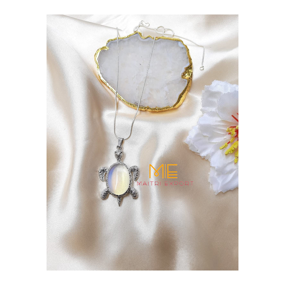 Natural crystal stone tortoise shaped pendant-Opalite-Maitri Export | Crystals Store