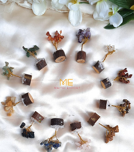 Natural different mini crystal tree box of 12 different stones ( 15 beads each )-Maitri Export | Crystals Store