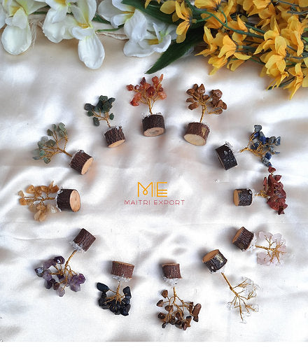 Natural different mini crystal tree box of 12 different stones ( 15 beads each )-Maitri Export | Crystals Store