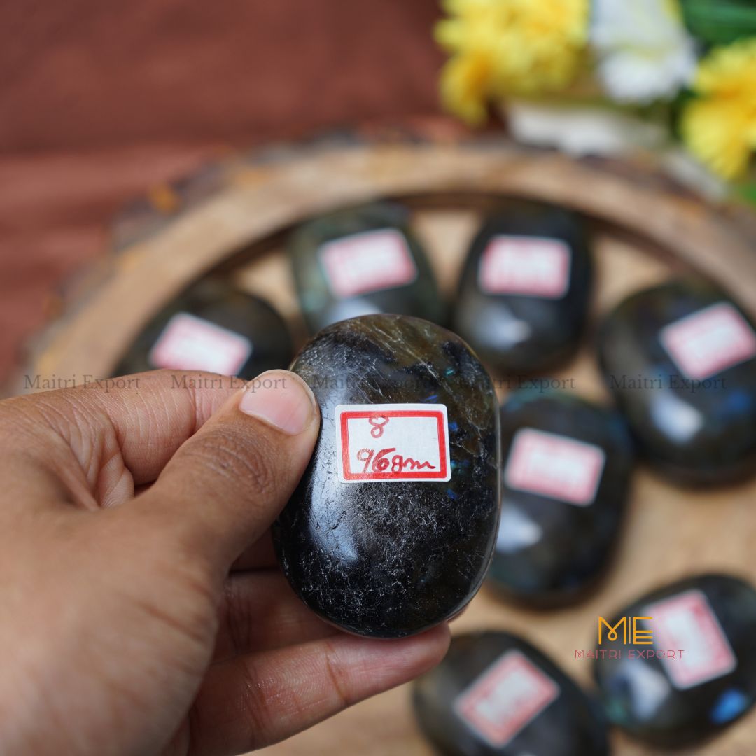 Natural Labradorite crystal palmstone for meditation and healing.-8-Maitri Export | Crystals Store