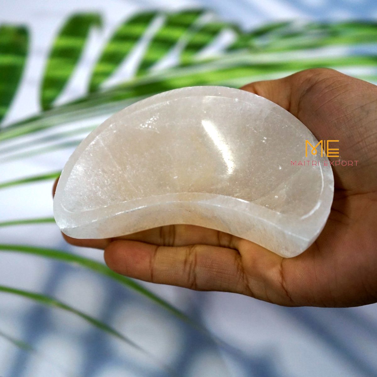 Natural Selenite crystal hand carved bowl in different shapes-Moon-Maitri Export | Crystals Store