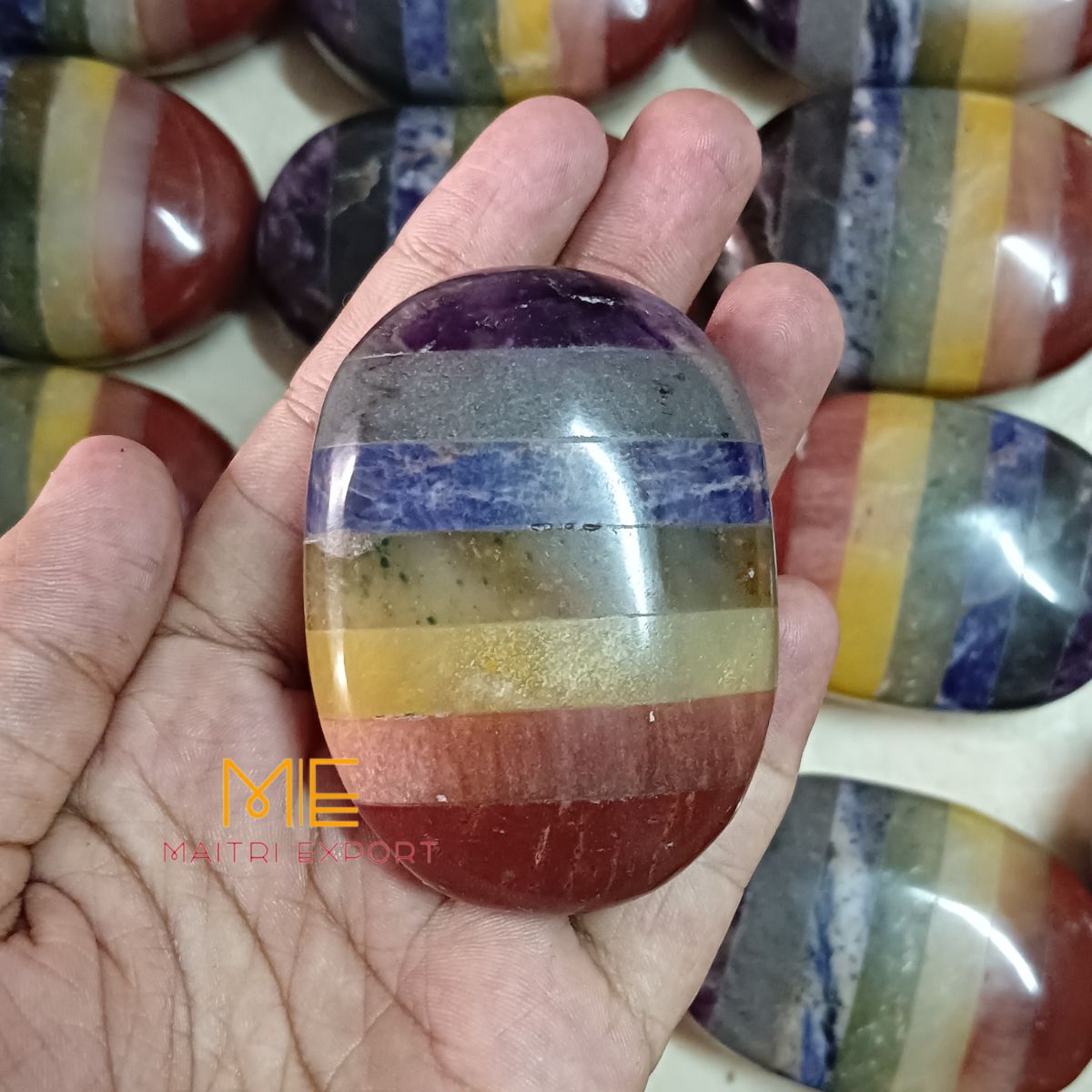 Natural different crystal palmstone for meditation and healing-7 Chakra-Maitri Export | Crystals Store