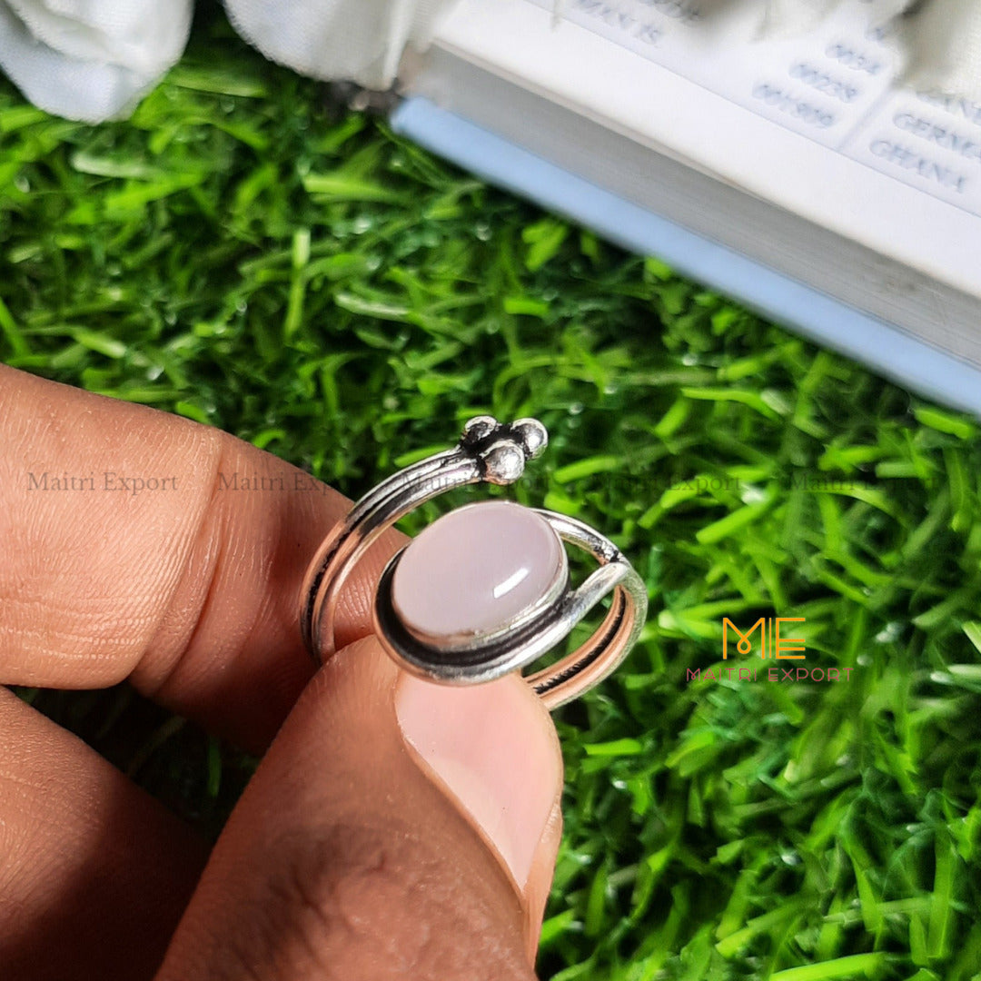 Natural Healing Crystal Gem Quality Stone Adjustable Rings-Rose Quartz-Maitri Export | Crystals Store