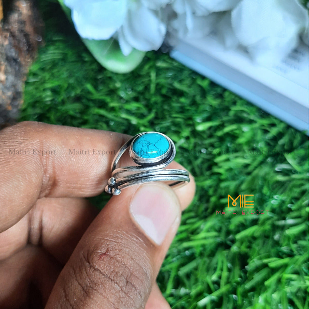 Natural Healing Crystal Gem Quality Stone Adjustable Rings-Turquoise-Maitri Export | Crystals Store