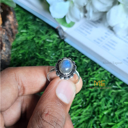 Natural Healing Crystal Gem Quality Stone Adjustable Rings-Labradorite-Maitri Export | Crystals Store