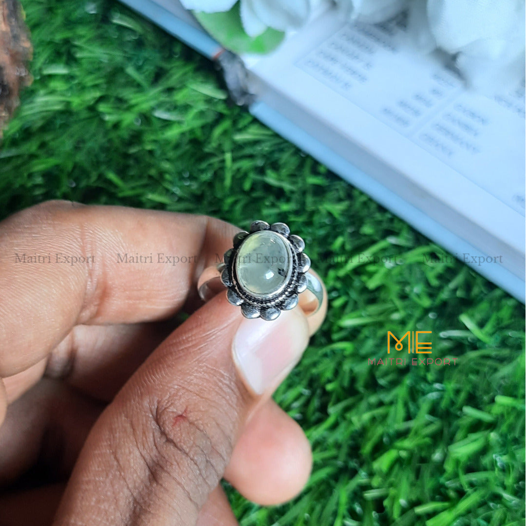 Natural Healing Crystal Gem Quality Stone Adjustable Rings-Prehnite-Maitri Export | Crystals Store