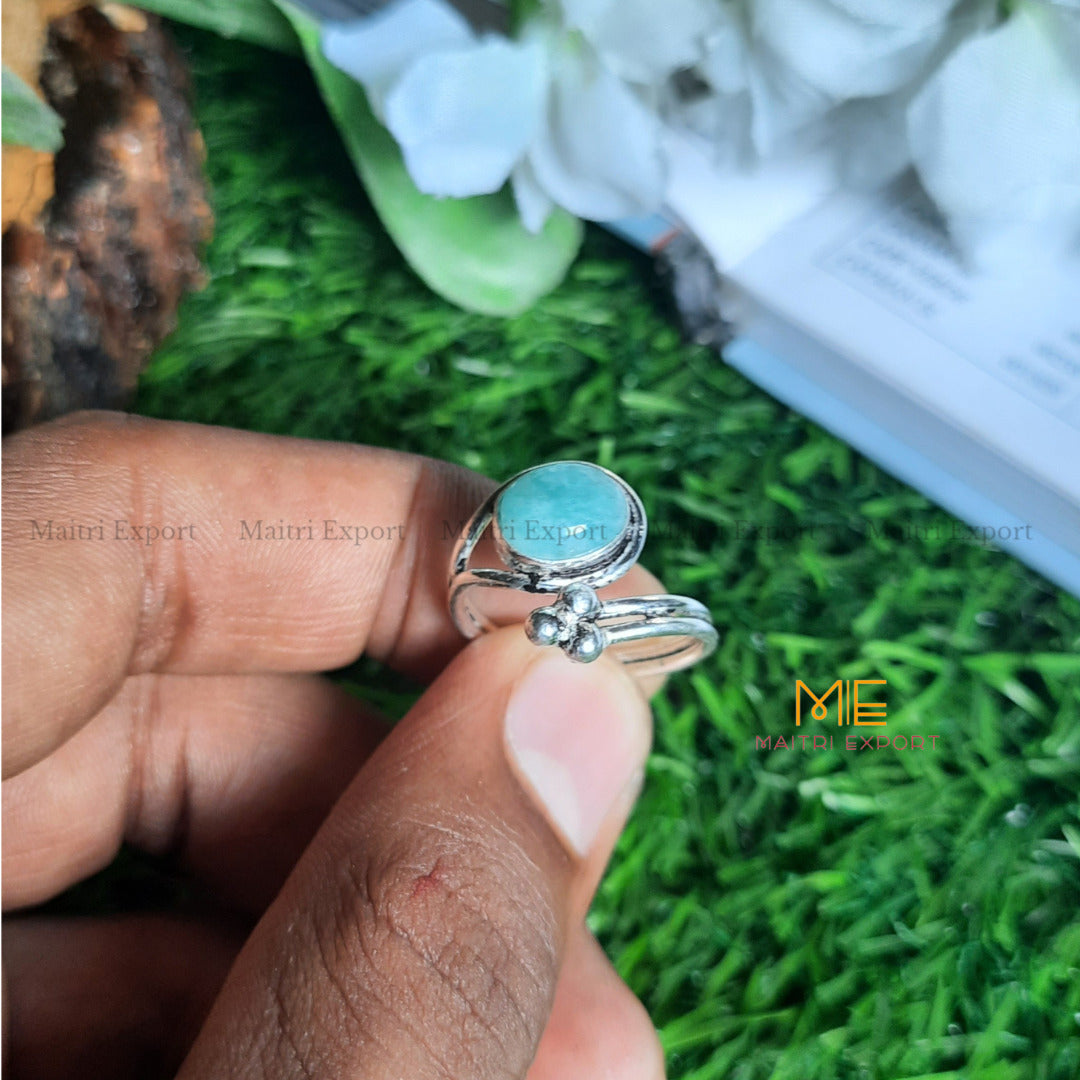 Natural Healing Crystal Gem Quality Stone Adjustable Rings-Amazonite-Maitri Export | Crystals Store