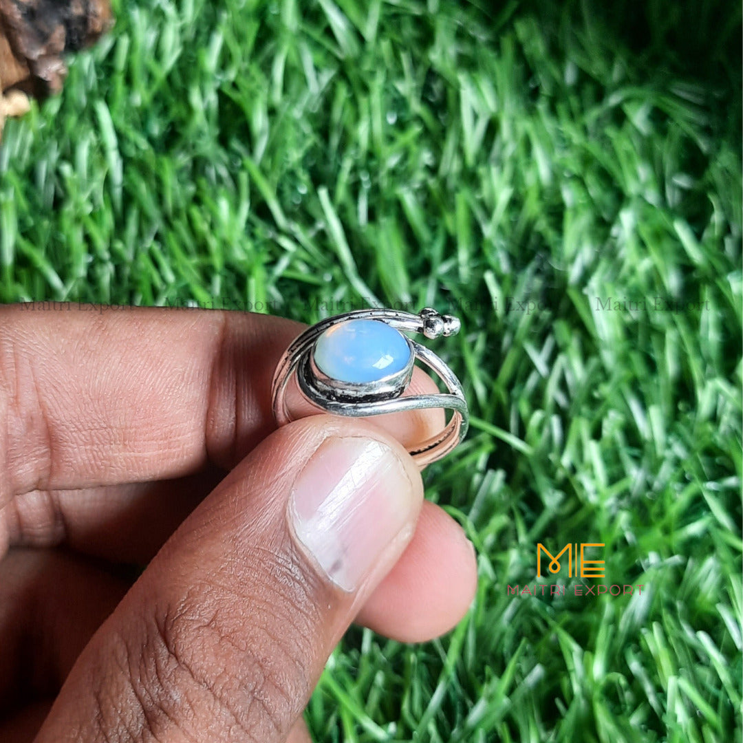 Natural Healing Crystal Gem Quality Stone Adjustable Rings-Opalite-Maitri Export | Crystals Store