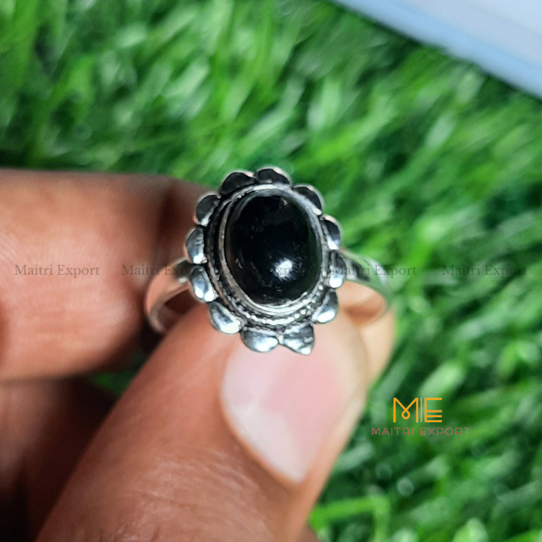 Natural Healing Crystal Gem Quality Stone Adjustable Rings-Black Onyx-Maitri Export | Crystals Store