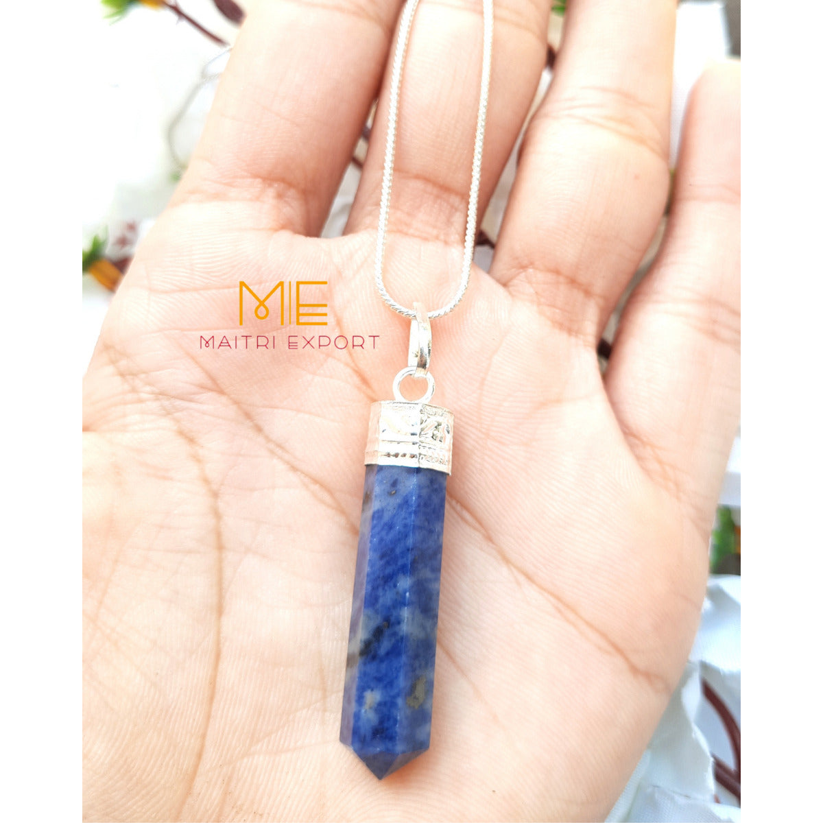 Natural crystal Single Point Pencil Pendant-Lapis Lazuli-Maitri Export | Crystals Store