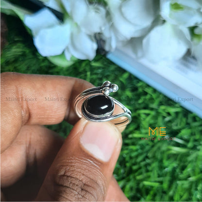 Natural Healing Crystal Gem Quality Stone Adjustable Rings-Black tourmaline-Maitri Export | Crystals Store