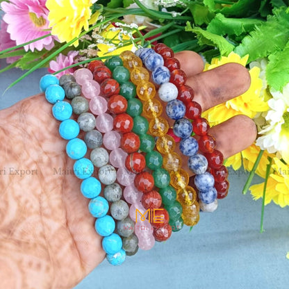 8mm faceted round beads stretchable bracelet.-Maitri Export | Crystals Store