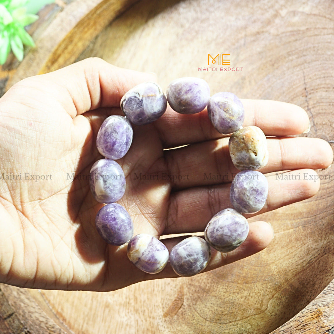 Tumbled crystal beads bracelets-Amethyst-Maitri Export | Crystals Store