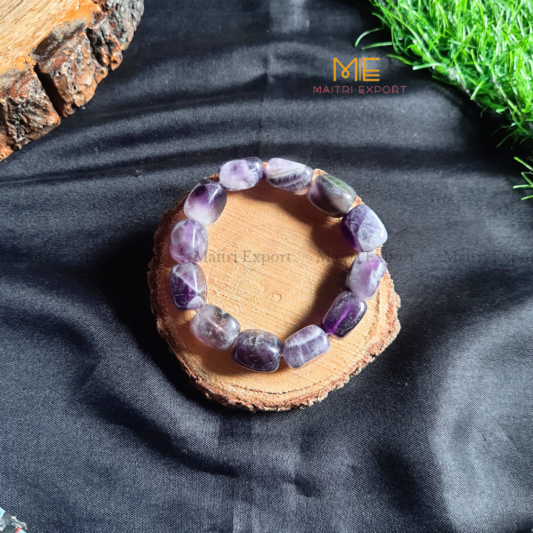 Rectangle Shape Beads Tumble Bracelet-Amethyst-Maitri Export | Crystals Store