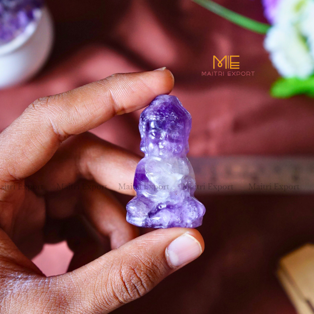 2 Inch Baby Buddha Natural Crystal Figurine-Amethyst-Maitri Export | Crystals Store