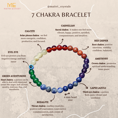 7 chakra bracelet with evil eye-Maitri Export | Crystals Store