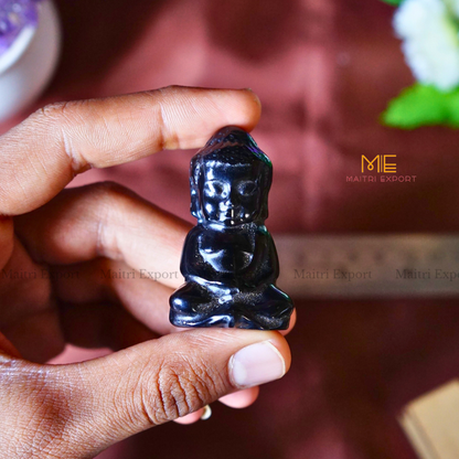 2 Inch Baby Buddha Natural Crystal Figurine-Black Tourmaline-Maitri Export | Crystals Store