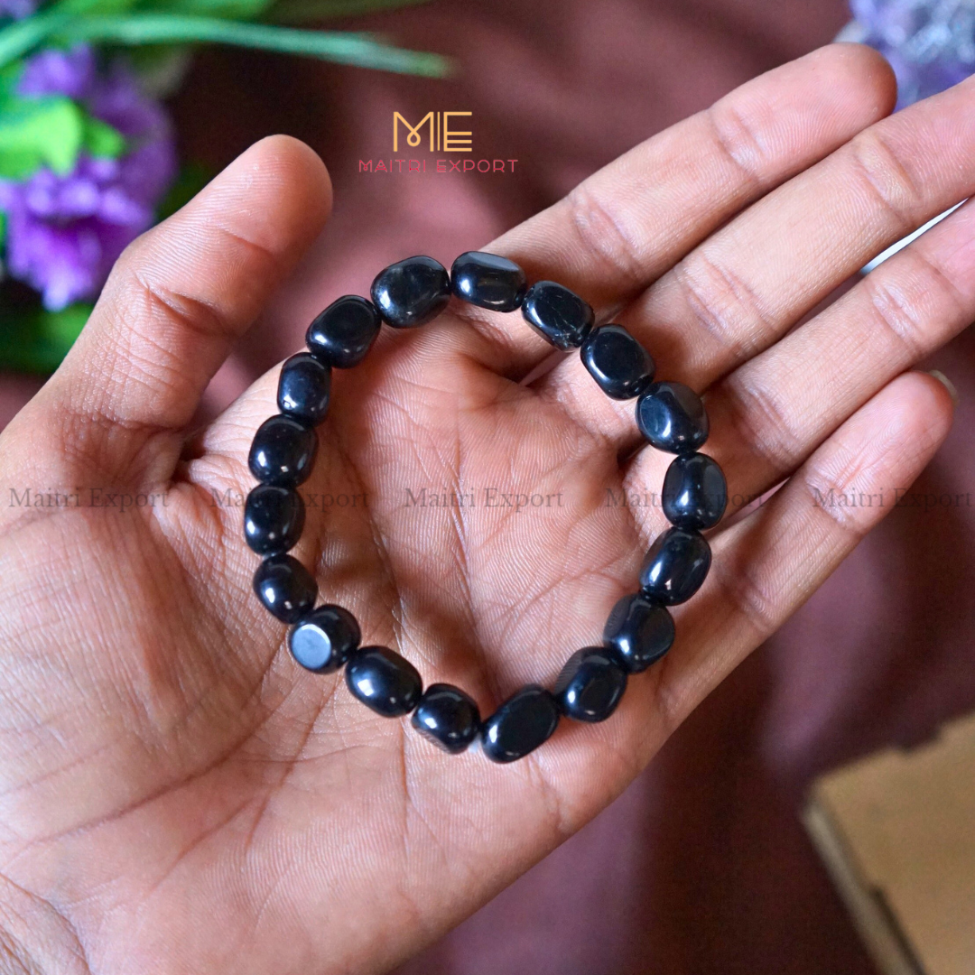 Small Tumble Crystal Beads Bracelet-Black Obsidian-Maitri Export | Crystals Store