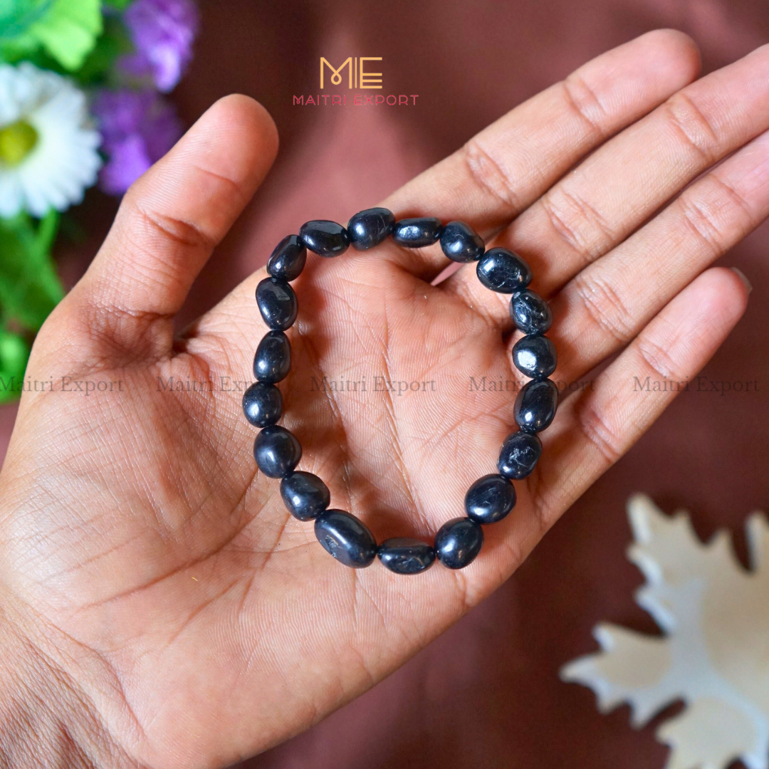 Small Tumble Crystal Beads Bracelet-Black Tourmaline-Maitri Export | Crystals Store