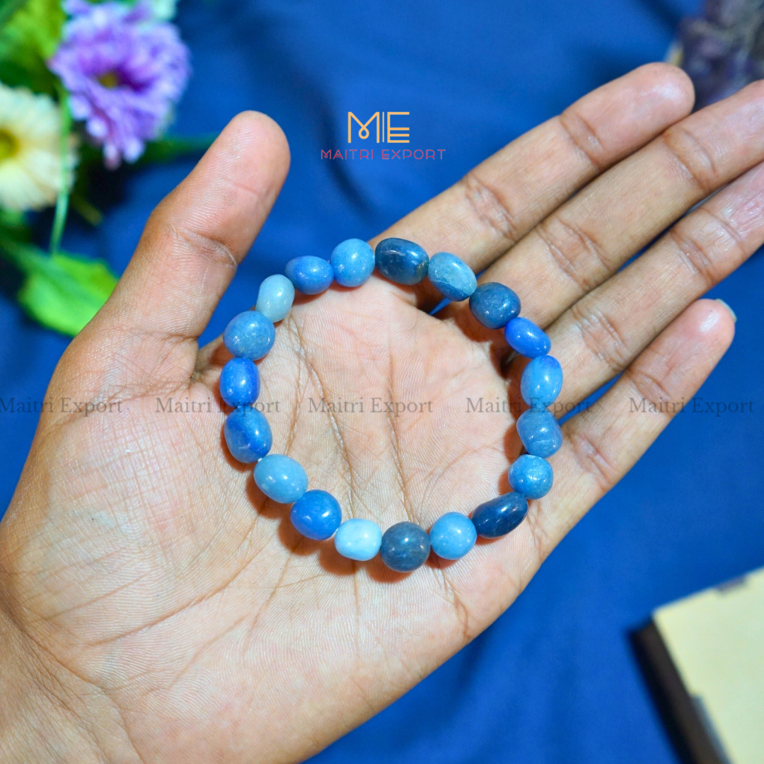 Small Tumble Crystal Beads Bracelet-Blue Aventurine-Maitri Export | Crystals Store