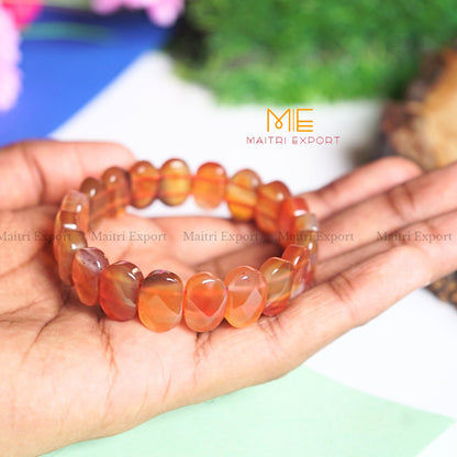 Oval Shape Faceted Crystal Beads bracelet-Carnelian-Maitri Export | Crystals Store