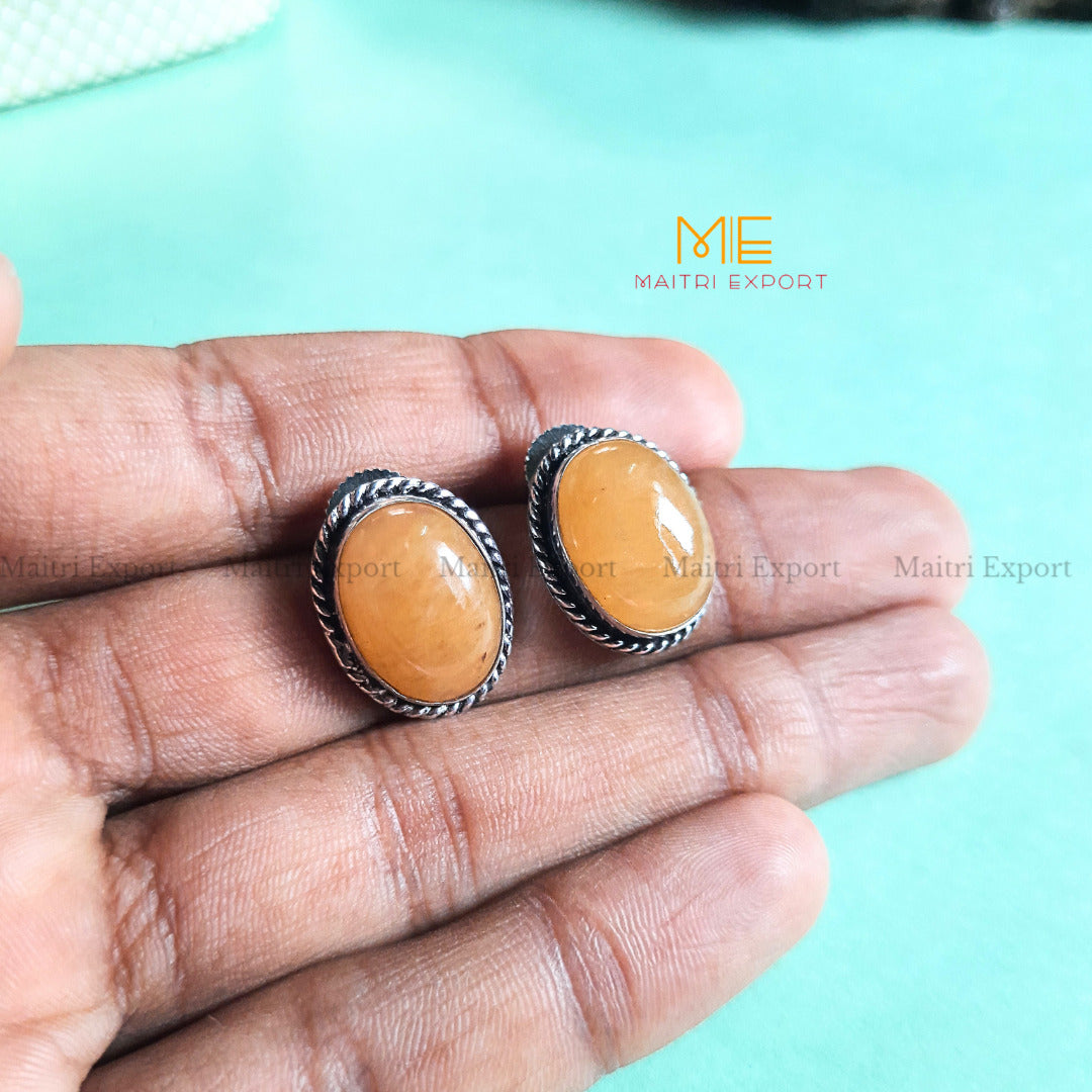 Natural Crystal gem stones Stud Earrings-Citrine-Maitri Export | Crystals Store