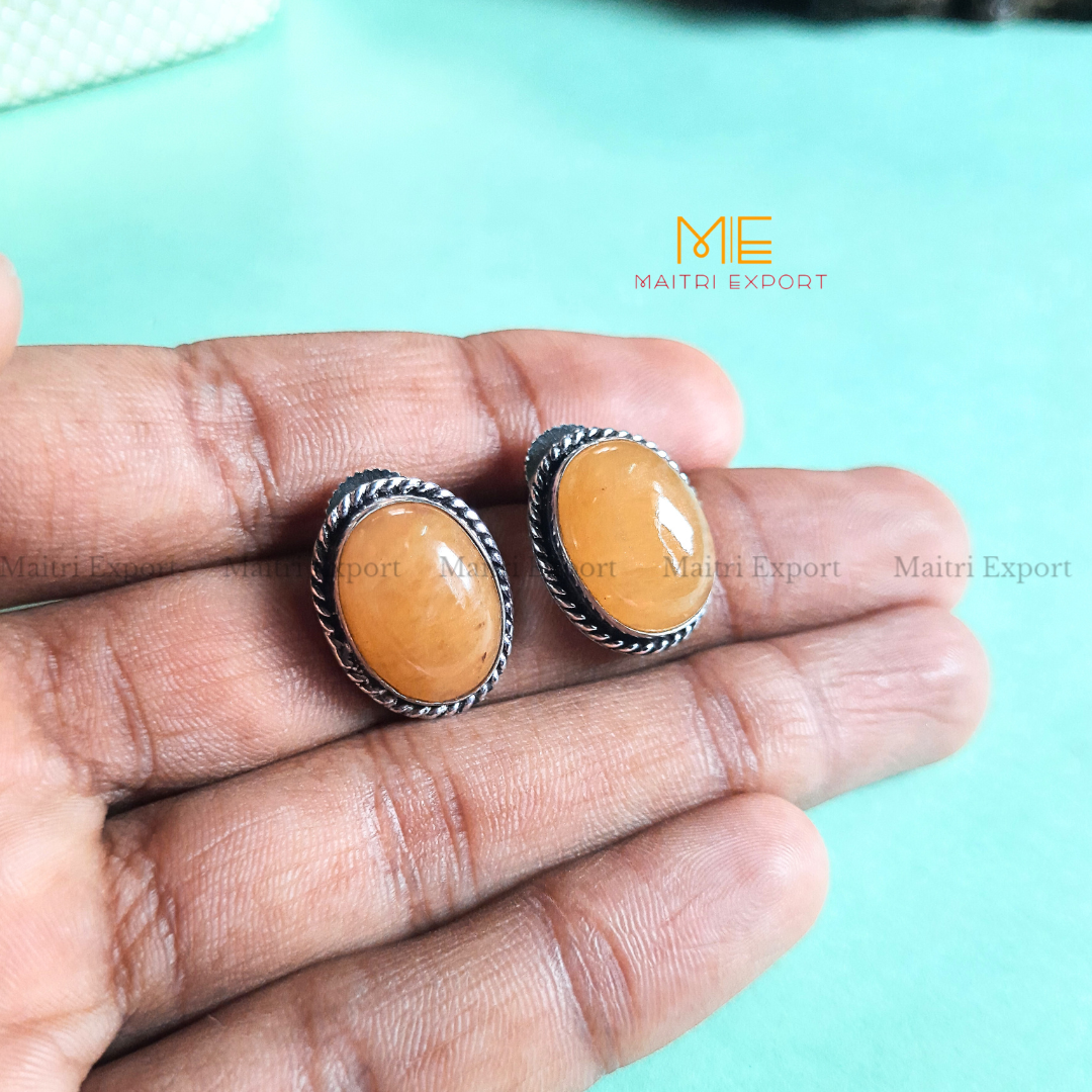 Natural Crystal gem stones Stud Earrings-Maitri Export | Crystals Store