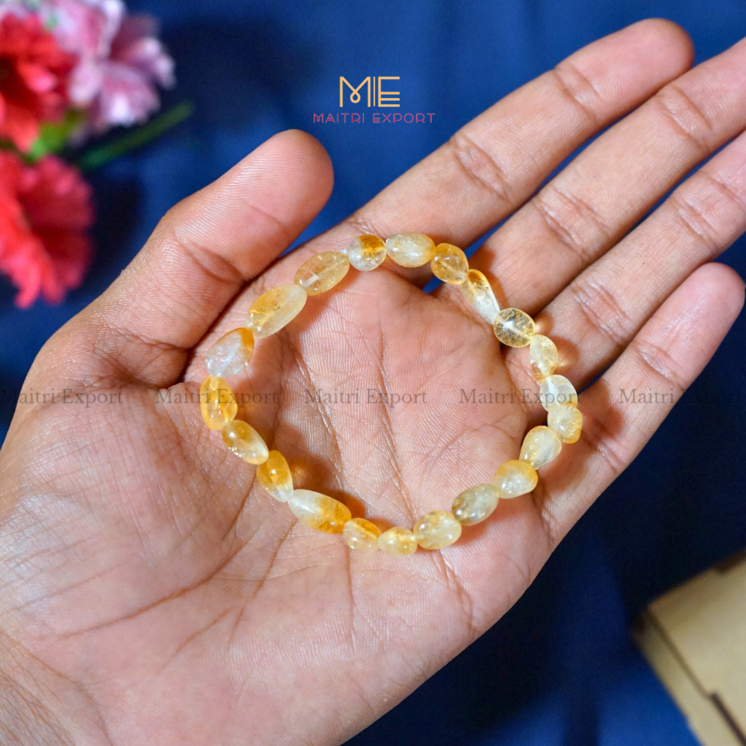 Small Tumble Crystal Beads Bracelet-Citrine-Maitri Export | Crystals Store