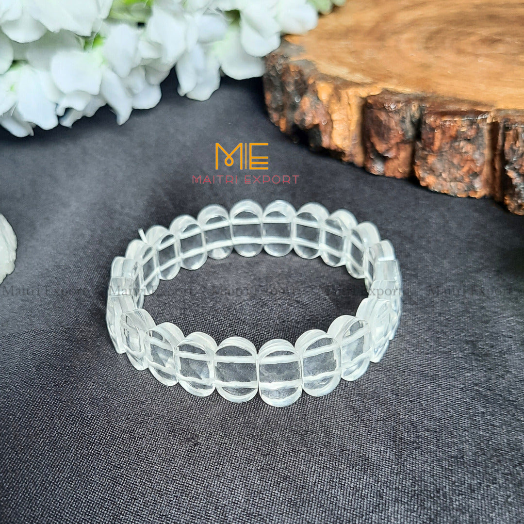 Oval Shape Faceted Crystal Beads bracelet-Clear quartz-Maitri Export | Crystals Store