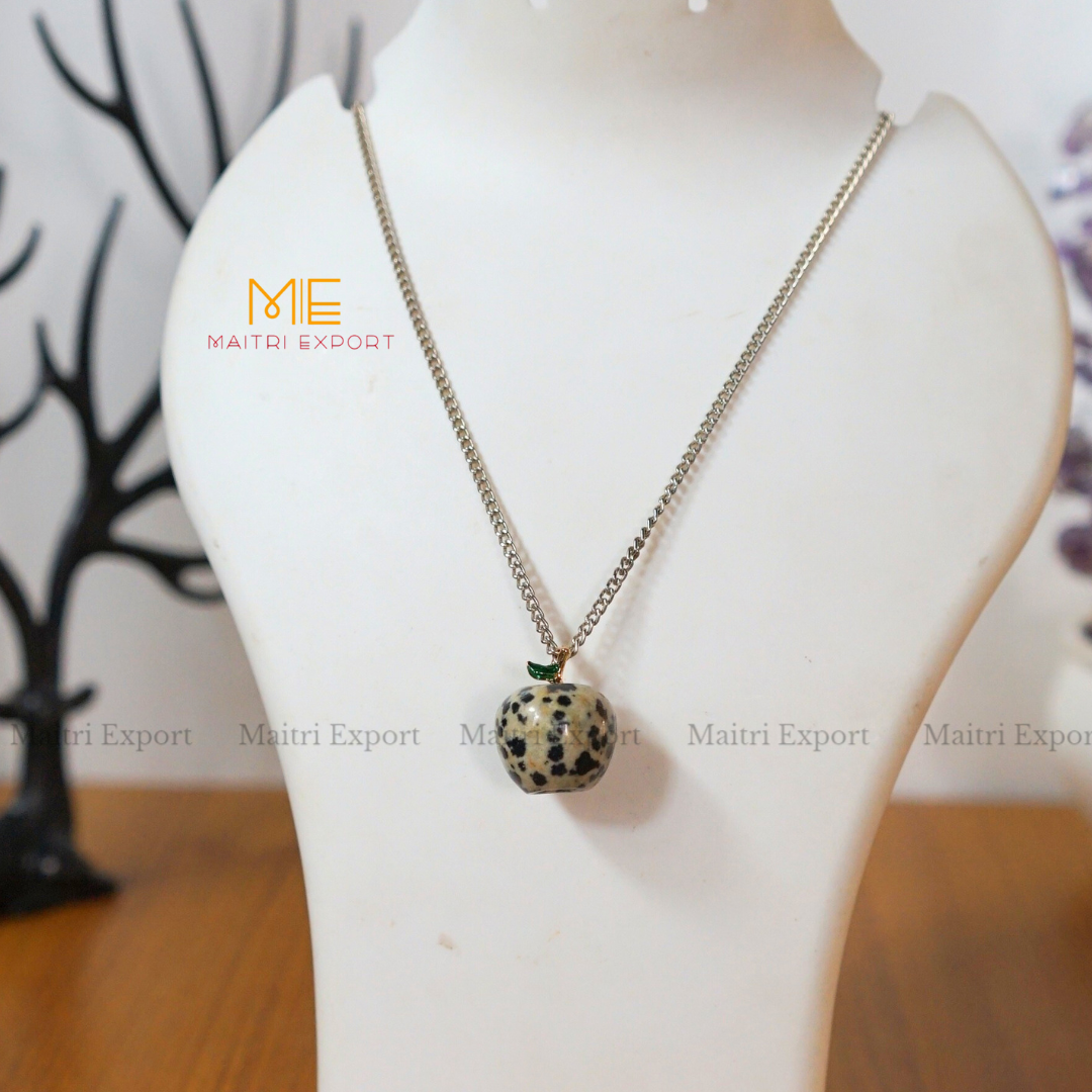 Natural crystal stone Apple shaped gemstone Pendant-Dalmation-Maitri Export | Crystals Store