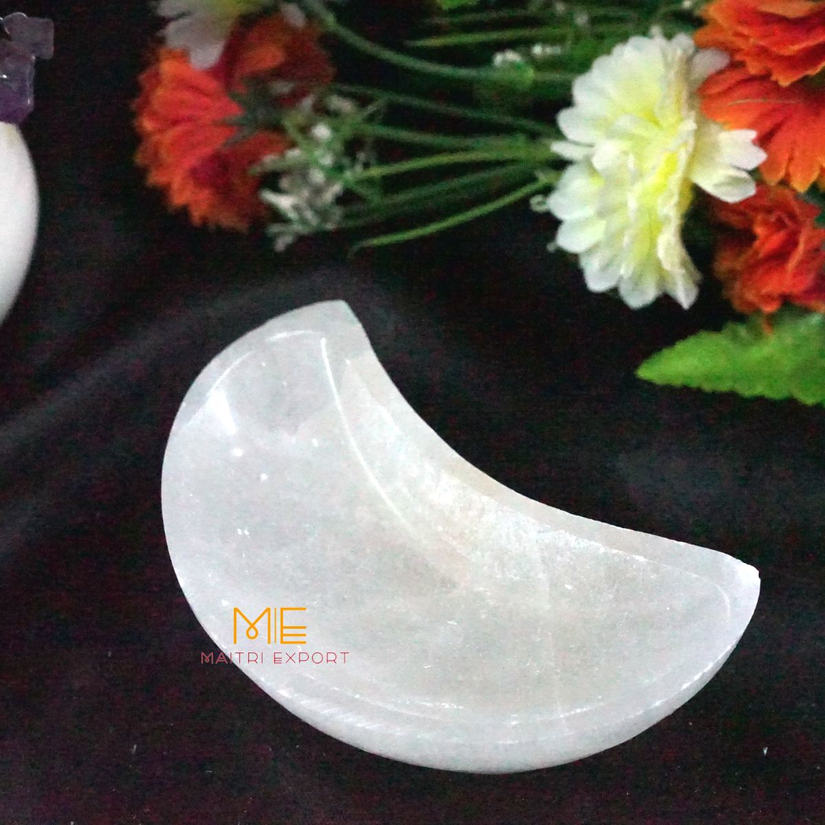 Natural Selenite crystal hand carved bowl in different shapes-Maitri Export | Crystals Store