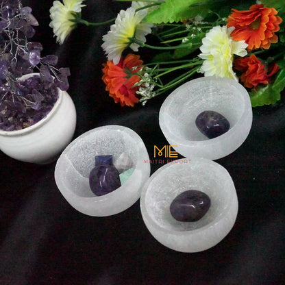 Natural Selenite crystal hand carved bowl in different shapes-Maitri Export | Crystals Store