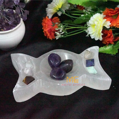 Natural Selenite crystal hand carved bowl in different shapes-Maitri Export | Crystals Store