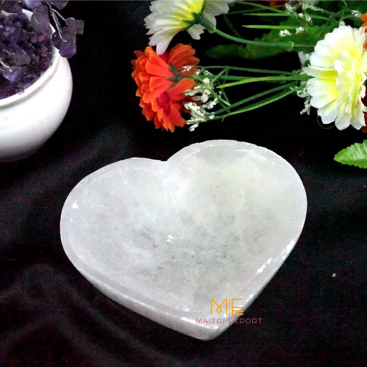 Natural Selenite crystal hand carved bowl in different shapes-Maitri Export | Crystals Store