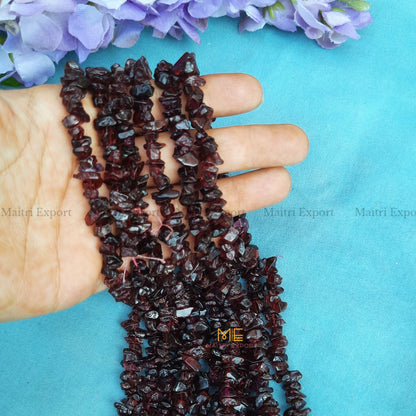Crystal chips beads mala for bracelet / jewellery making ( 6 to 8 mm )-Garnet-Maitri Export | Crystals Store