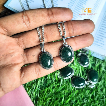 Natural Healing Crystal Gem Quality Oval Shaped Pendant-Green Jade-Maitri Export | Crystals Store
