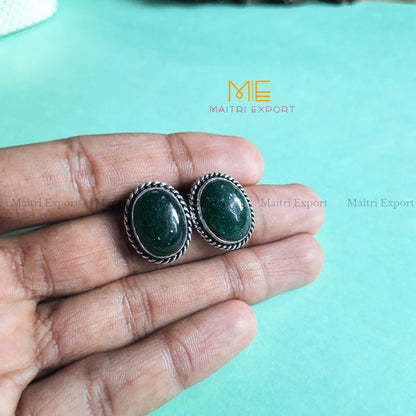 Natural Crystal gem stones Stud Earrings-Green Jade-Maitri Export | Crystals Store