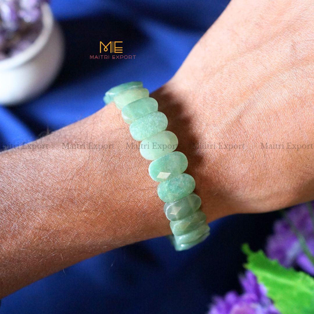 Oval Shape Faceted Crystal Beads bracelet-Green aventurine-Maitri Export | Crystals Store