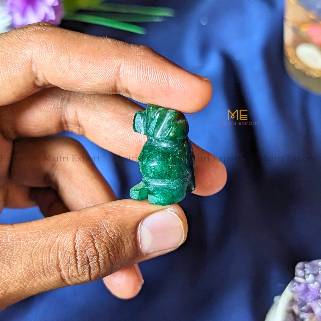 1 Inch Handcrafted Owl Crystal figurine / Carving-Green jade-Maitri Export | Crystals Store