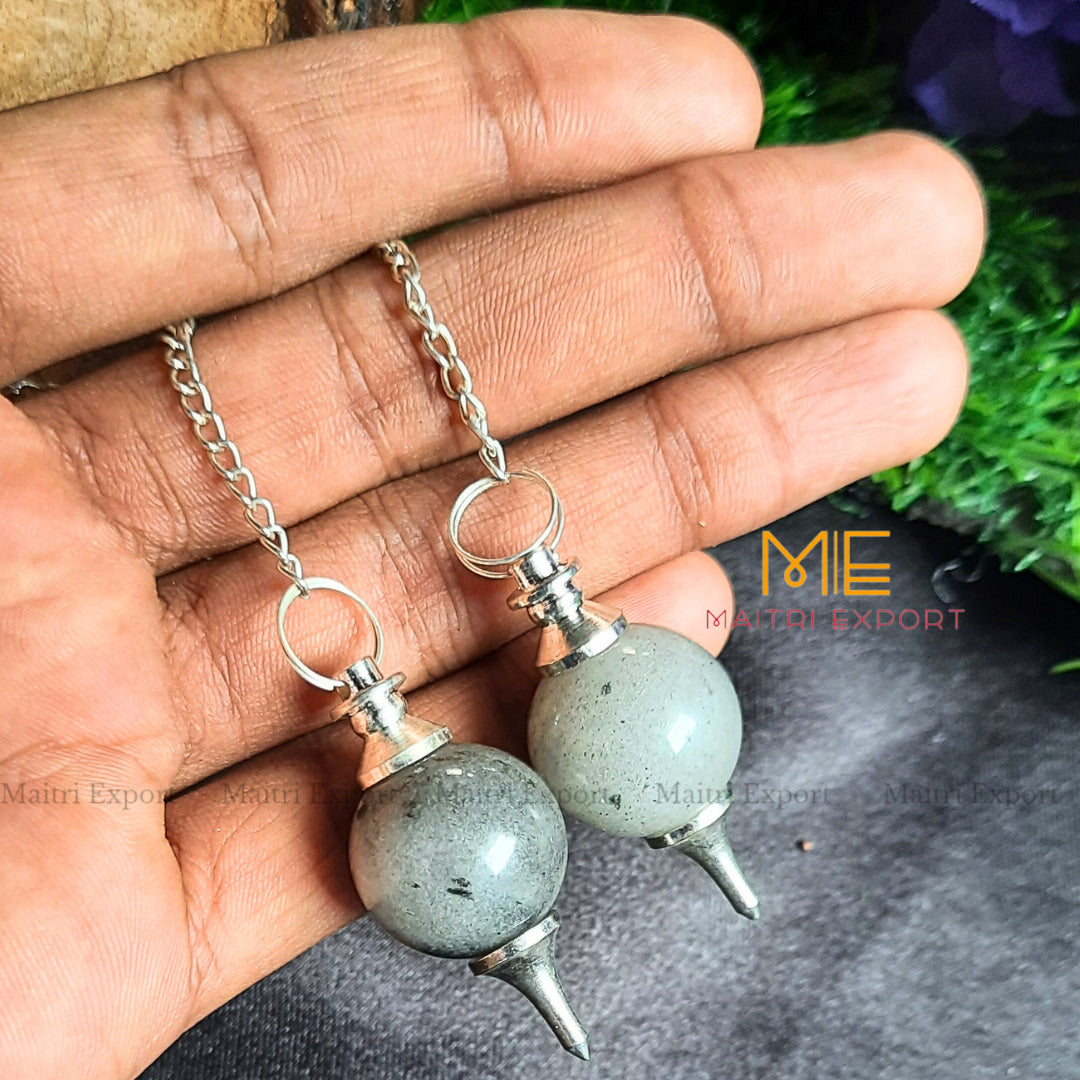 Natural Different Ball Shaped Crystal Stone Pendulum-Grey Quartz-Maitri Export | Crystals Store