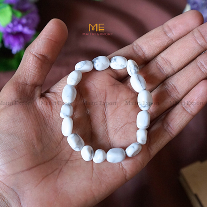 Small Tumble Crystal Beads Bracelet-Howlite-Maitri Export | Crystals Store