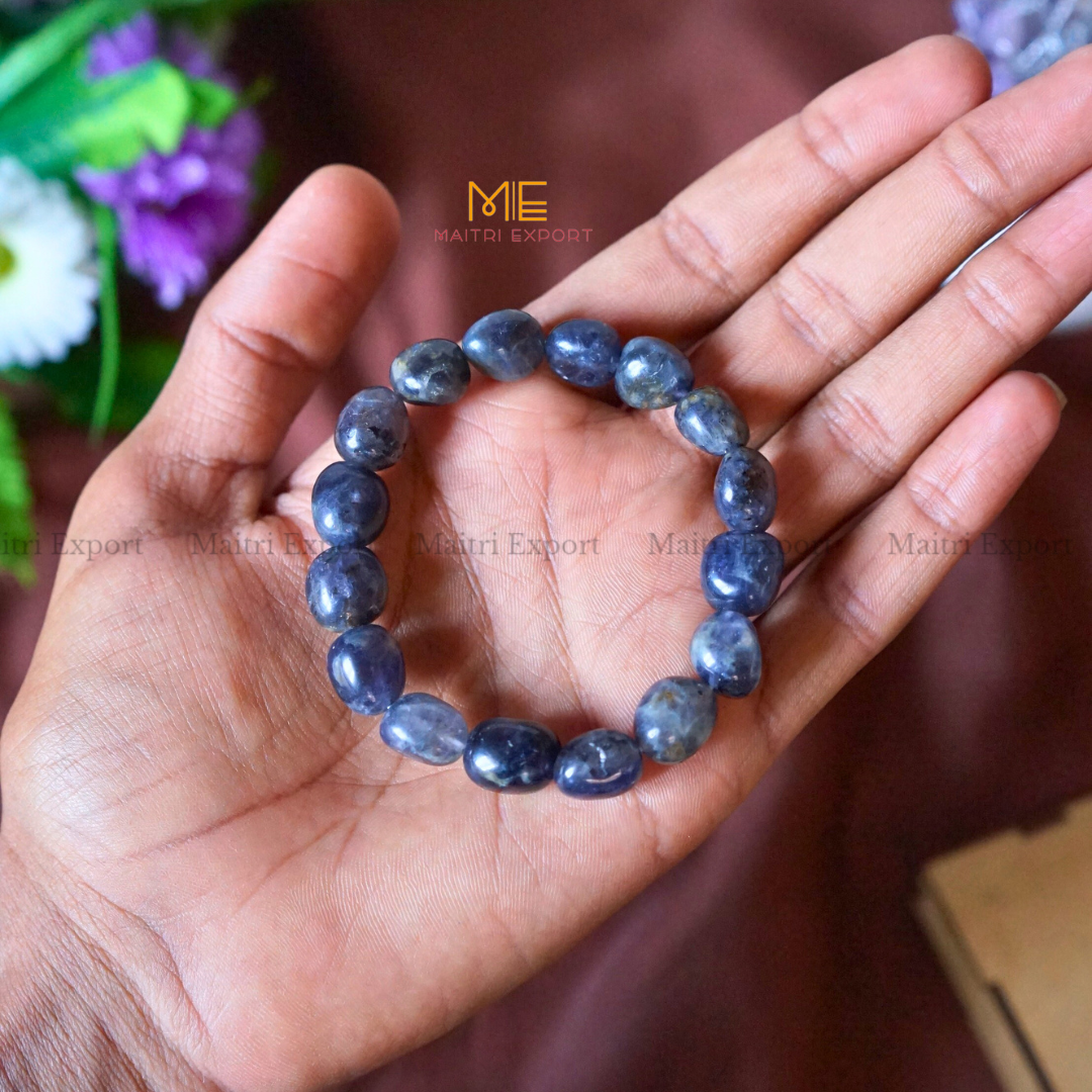 Small Tumble Crystal Beads Bracelet-Iolite-Maitri Export | Crystals Store